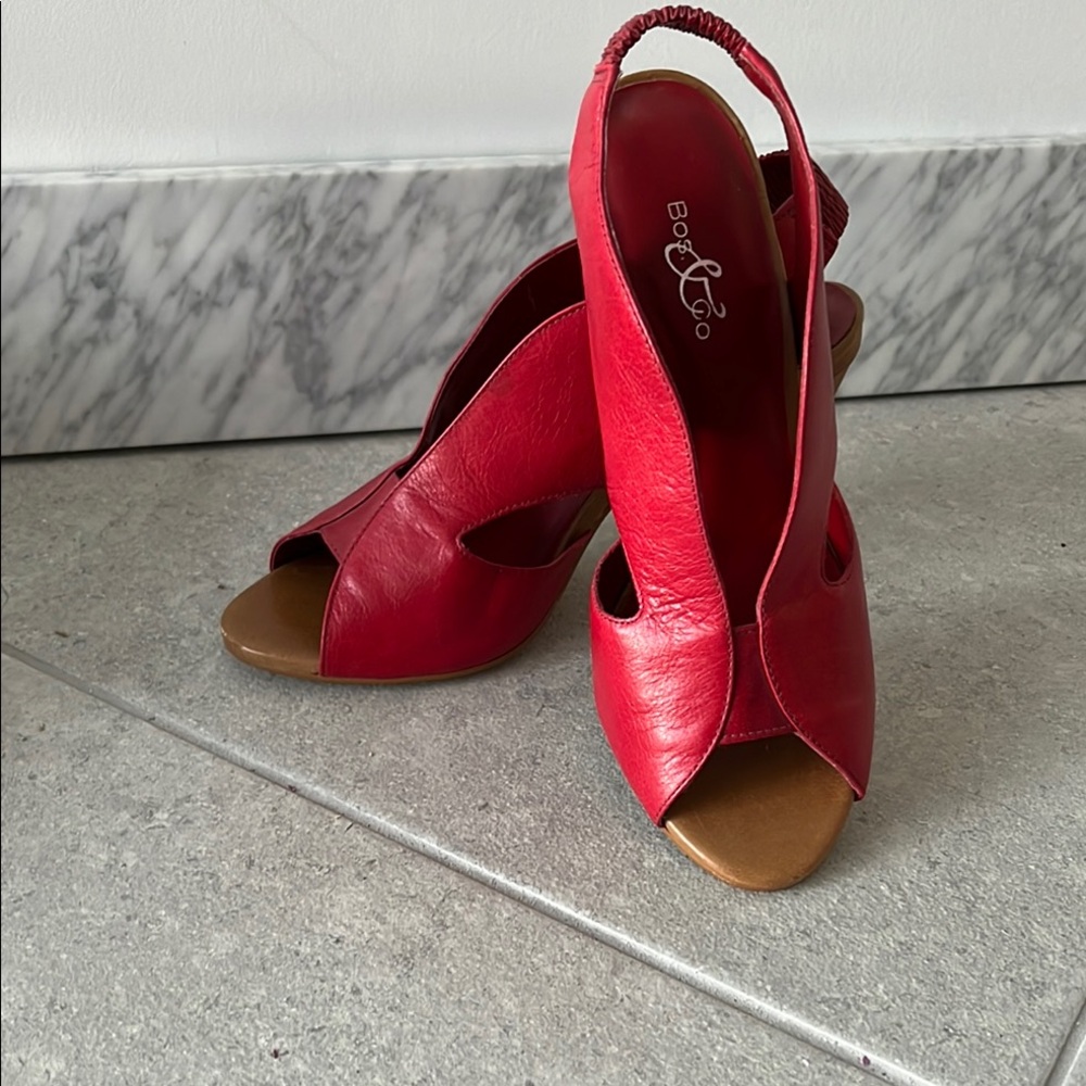 Bos. & Co. Red Leather Slingback Heels - NNT - Size 38